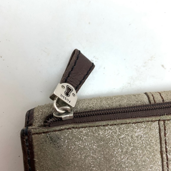 FOSSIL Genuine Leather Wallet Tri-Fold Suede Cards - Picture 8 of 16